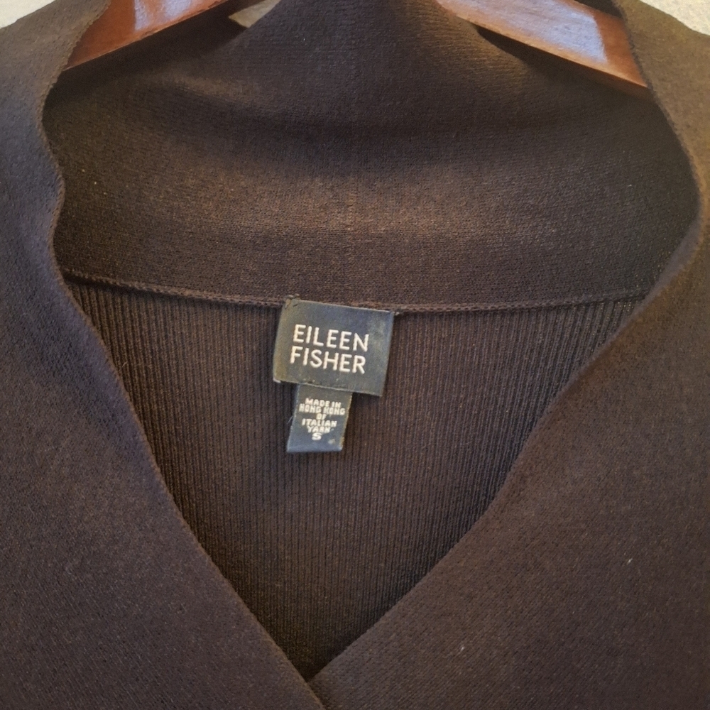 EILEEN FISHER Black Vneck Top Viscose Stretch Tunic Relaxed Lagenlook Womens S - Picture 3 of 7
